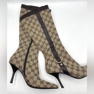 Vintage knee high monogram Gucci boot